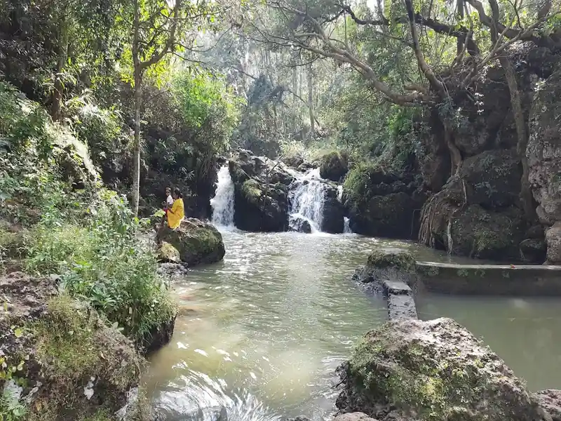 Upper Ghaghri Falls Netarhat surrounded by rocky hills, lush green forests, and flowing natural waterfall in Jharkhand.